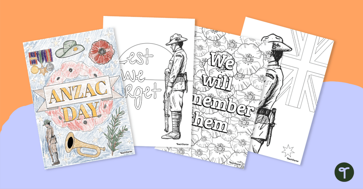 ANZAC Colouring Pages teaching resource