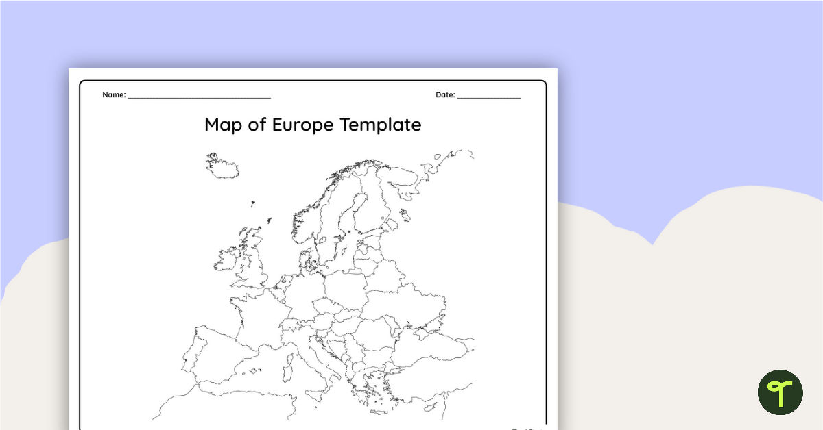 Blank Map of Europe Template (Printable & Digital) teaching resource