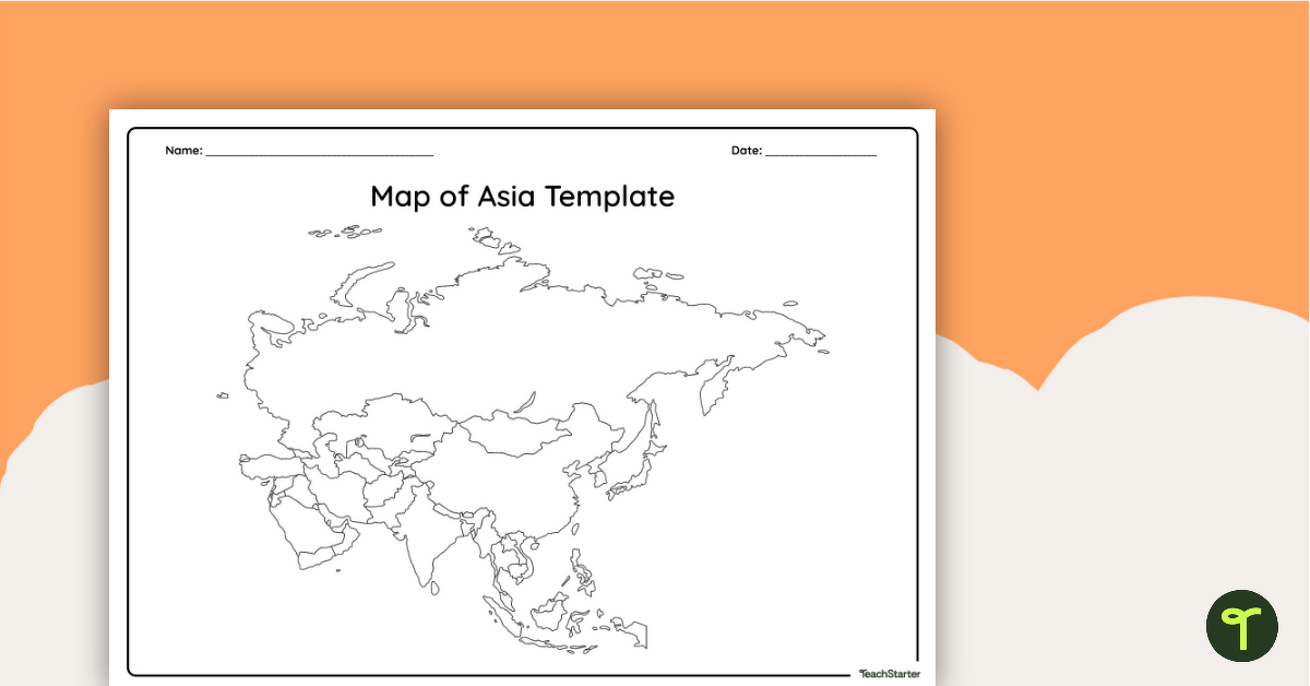 Blank Map of Asia - Template teaching resource