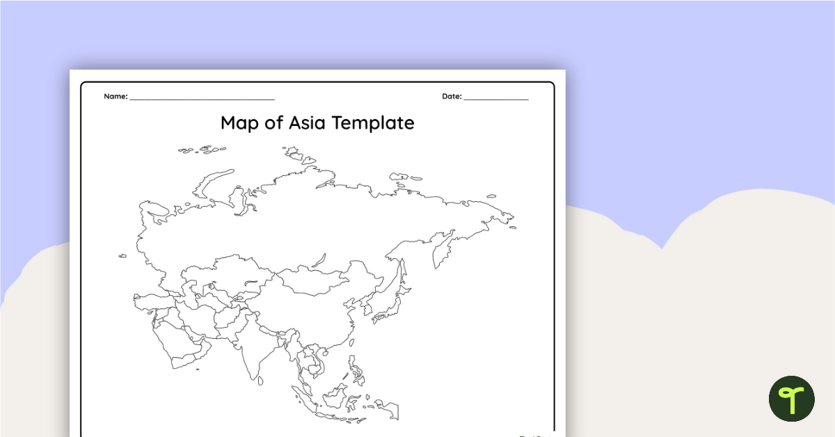 Blank Map of Asia teaching resource
