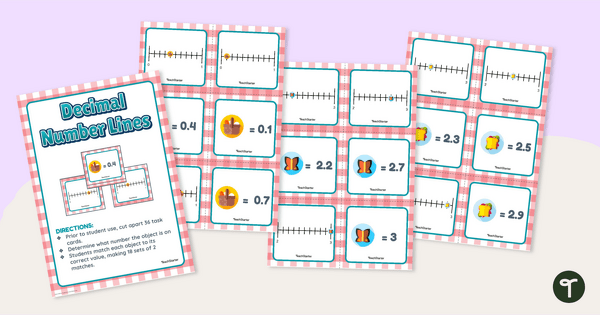 Go to Decimal Number Line Matching Game teaching resource
