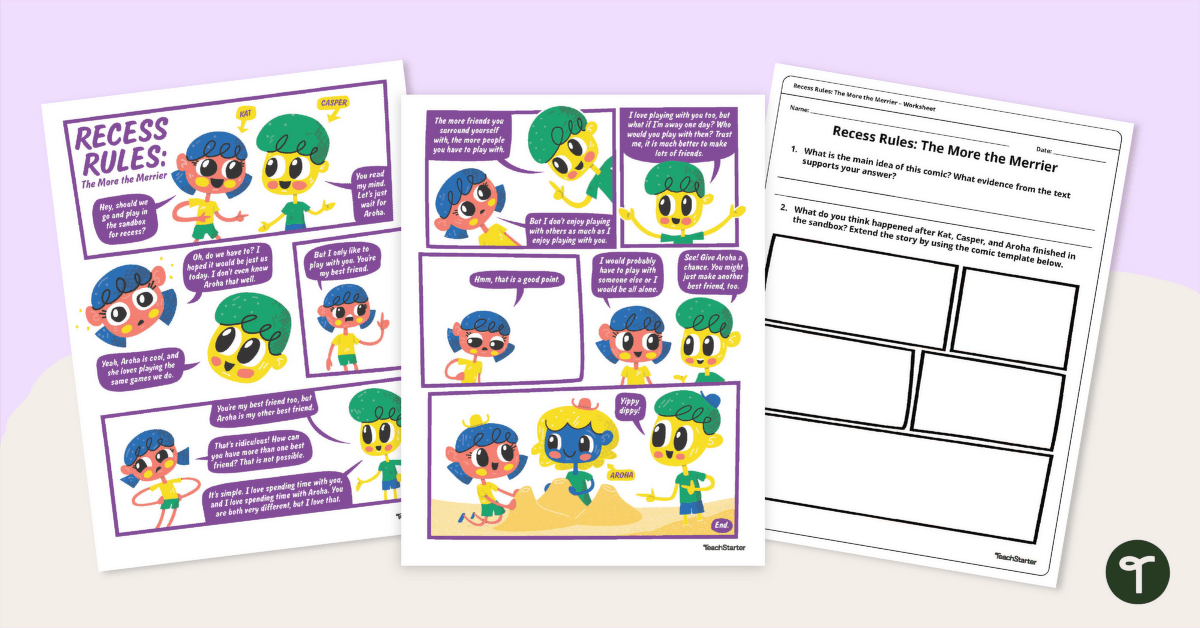 Comic – Recess Rules: The More the Merrier – Worksheet teaching resource