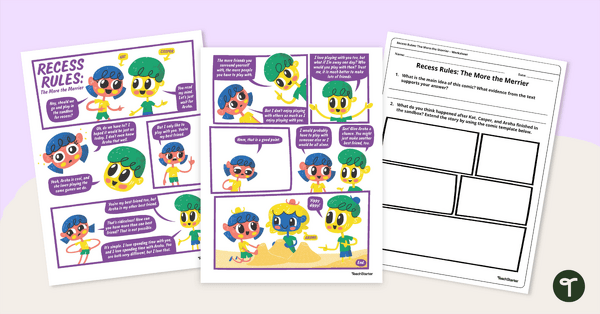Go to Comic – Recess Rules: The More the Merrier – Worksheet teaching resource