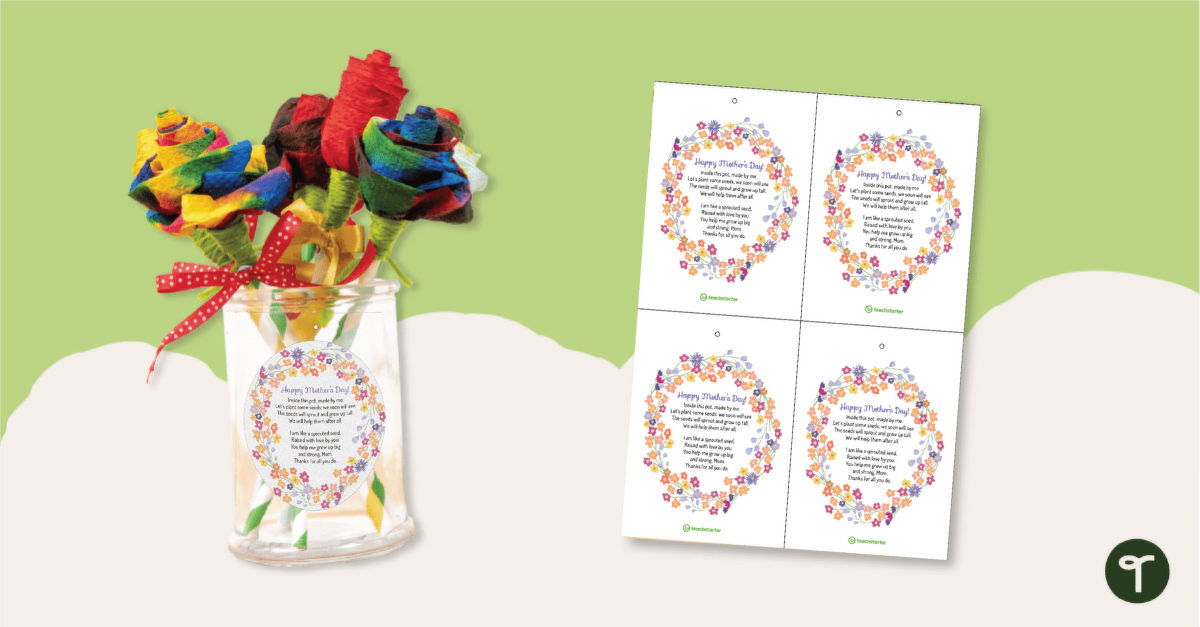 Mother's Day Poem - Printable Flower Pot Label teaching resource