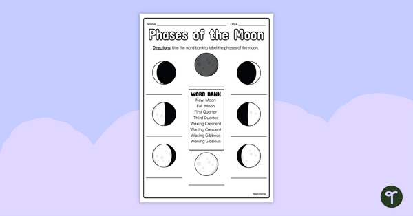 Phases Of The Moon Diagram To Label