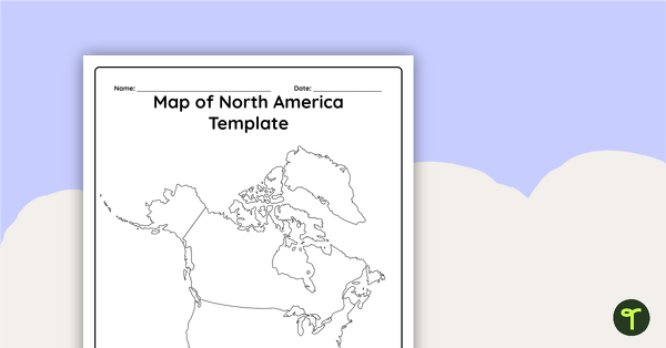 Go to Blank Map of North America - Template teaching resource