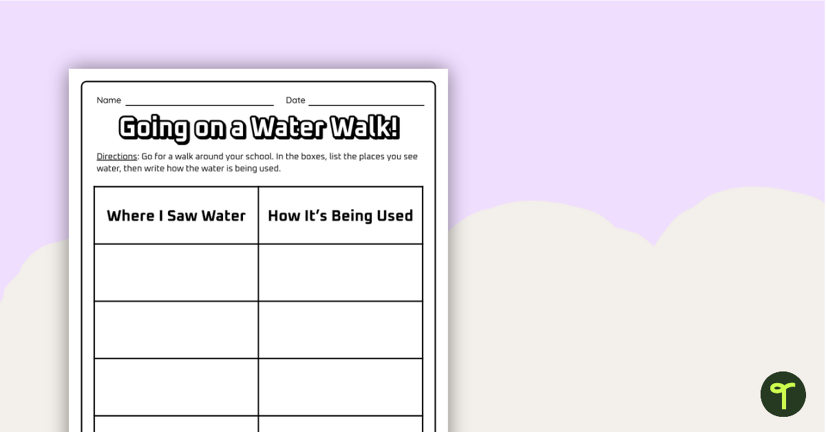 Water Walk Worksheet teaching resource