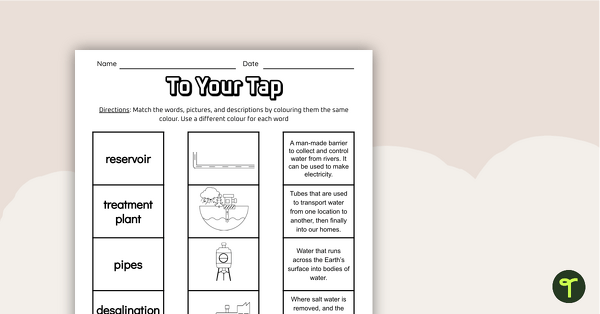 Go to To Your Tap - Water Worksheet teaching resource