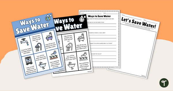 How to Save Water Poster and Worksheet Pack teaching resource