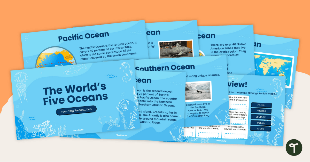 The World's Five Oceans - Teaching Presentation teaching resource