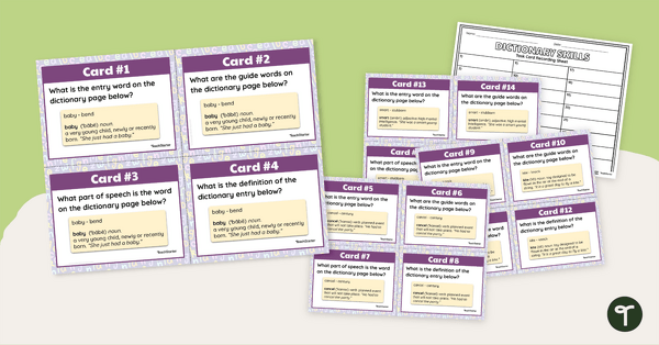 Dictionary Skills Task Cards - Set 2 teaching resource