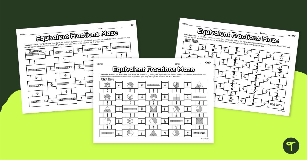 Equivalent Fractions – Differentiated Maths Mazes teaching resource