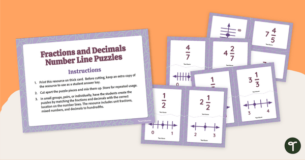 Go to Fractions and Decimals Number Line Puzzles teaching resource