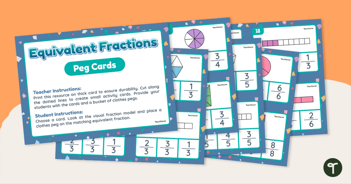 Equivalent Fractions – Peg Cards teaching resource