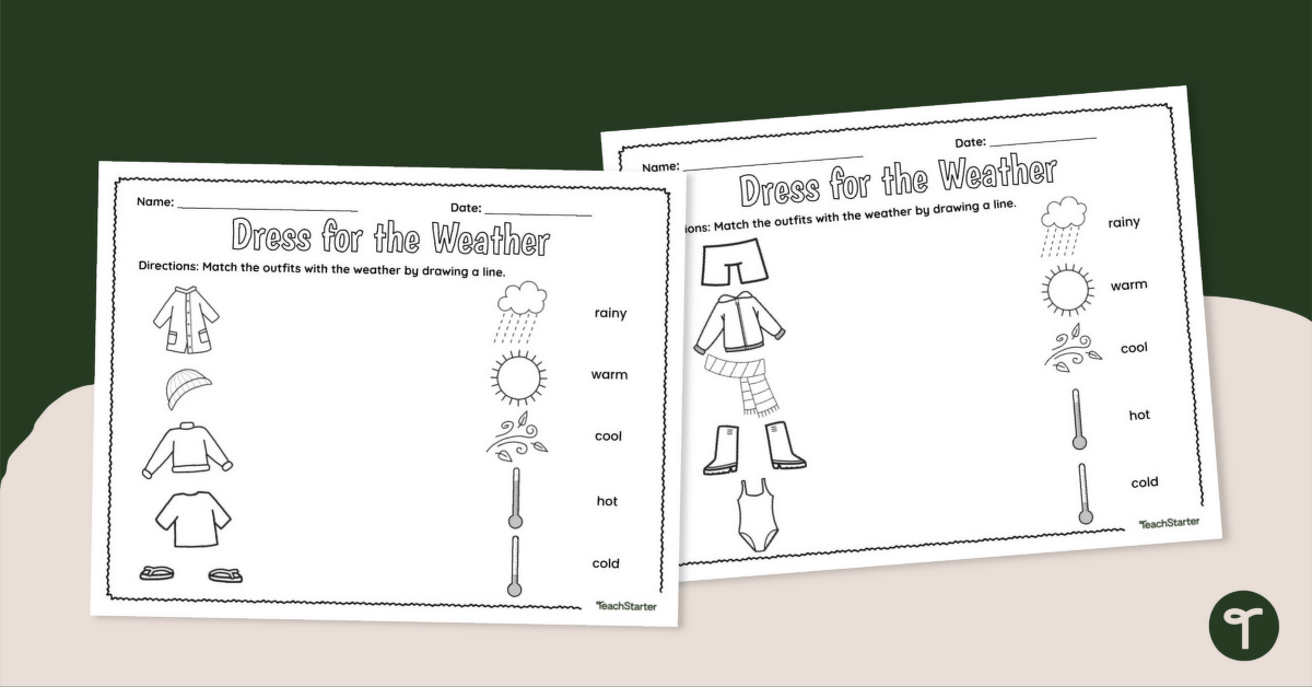 Dress for the Weather Worksheet teaching resource