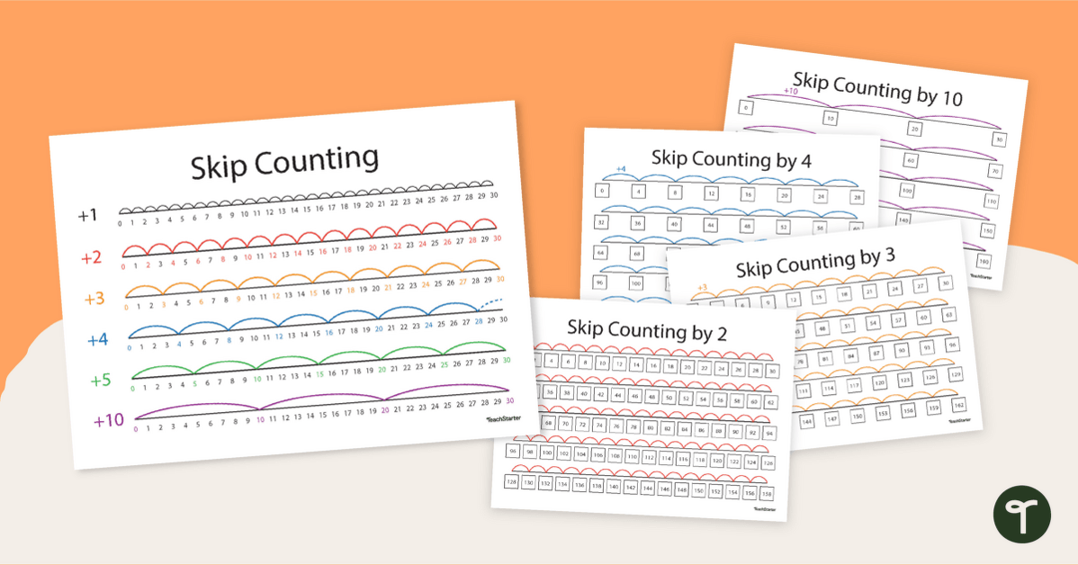 Printable Skip Counting Worksheets and Charts teaching resource