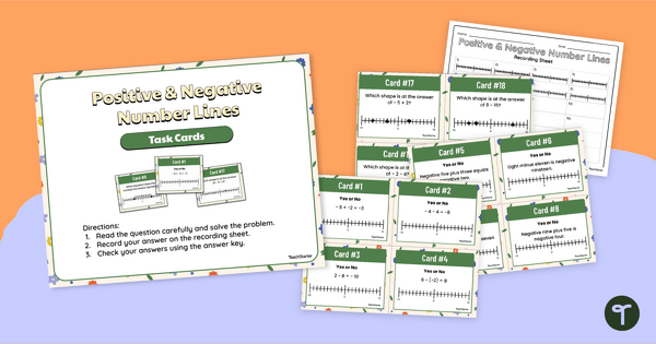 Positive and Negative Number Lines - Task Cards teaching resource