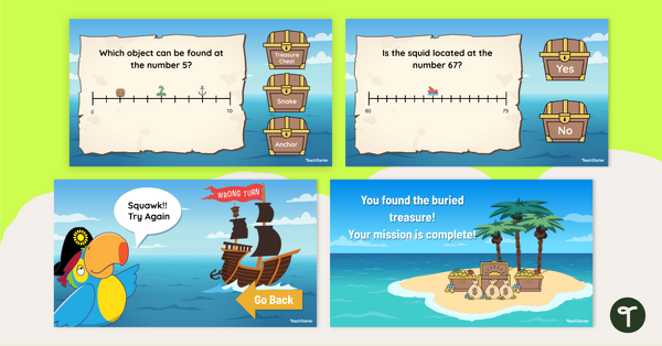 Pirates on a Number Line - Identifying Numbers Interactive Activity teaching resource