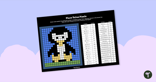 Go to Place Value Penguin - Spreadsheet Pixel Art Activity teaching resource