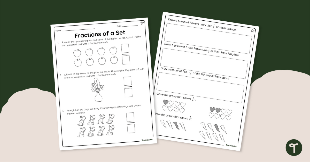 Fractions of a Set – Differentiated Worksheets teaching resource
