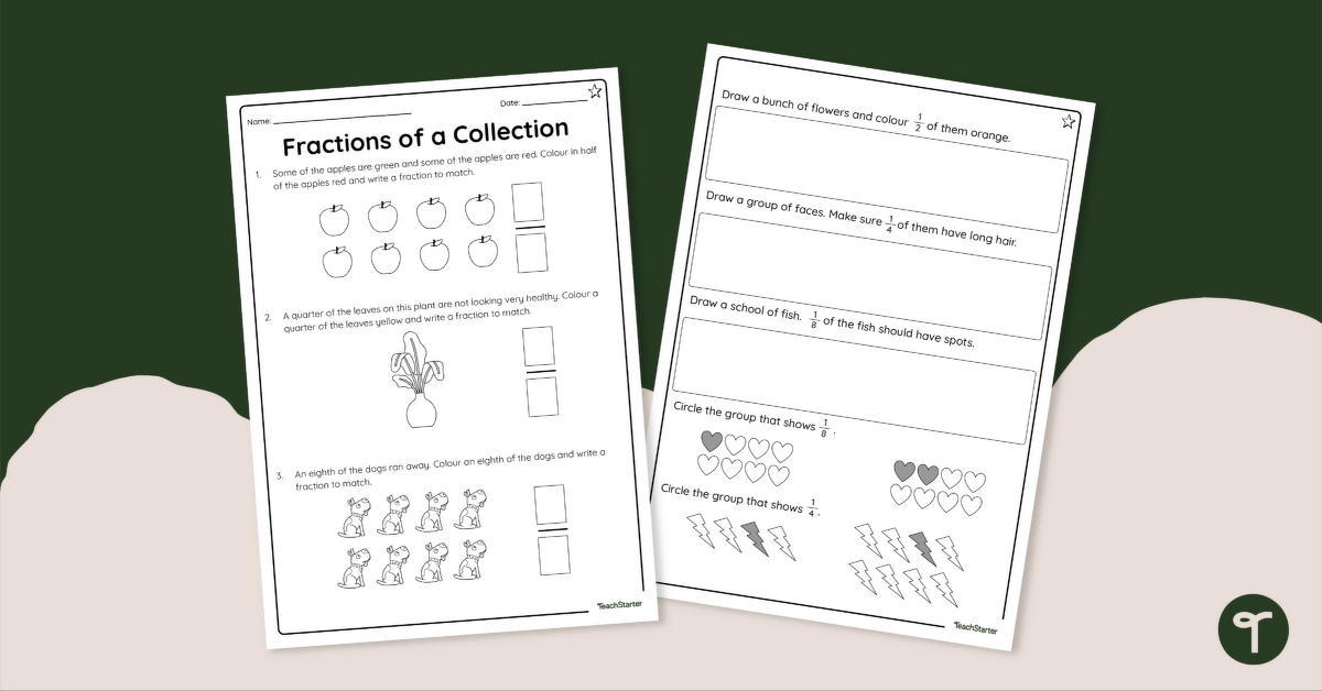 Fractions of a Collection – Differentiated Worksheets teaching resource