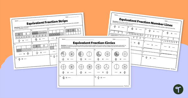 Go to Equivalent Fractions – Worksheet Pack teaching resource