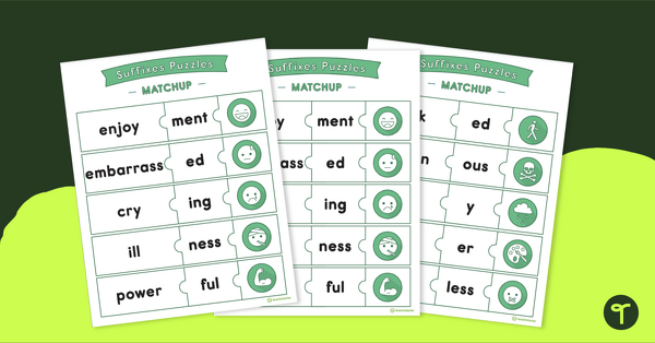 What is an Affix? Suffix Puzzle Pack teaching resource