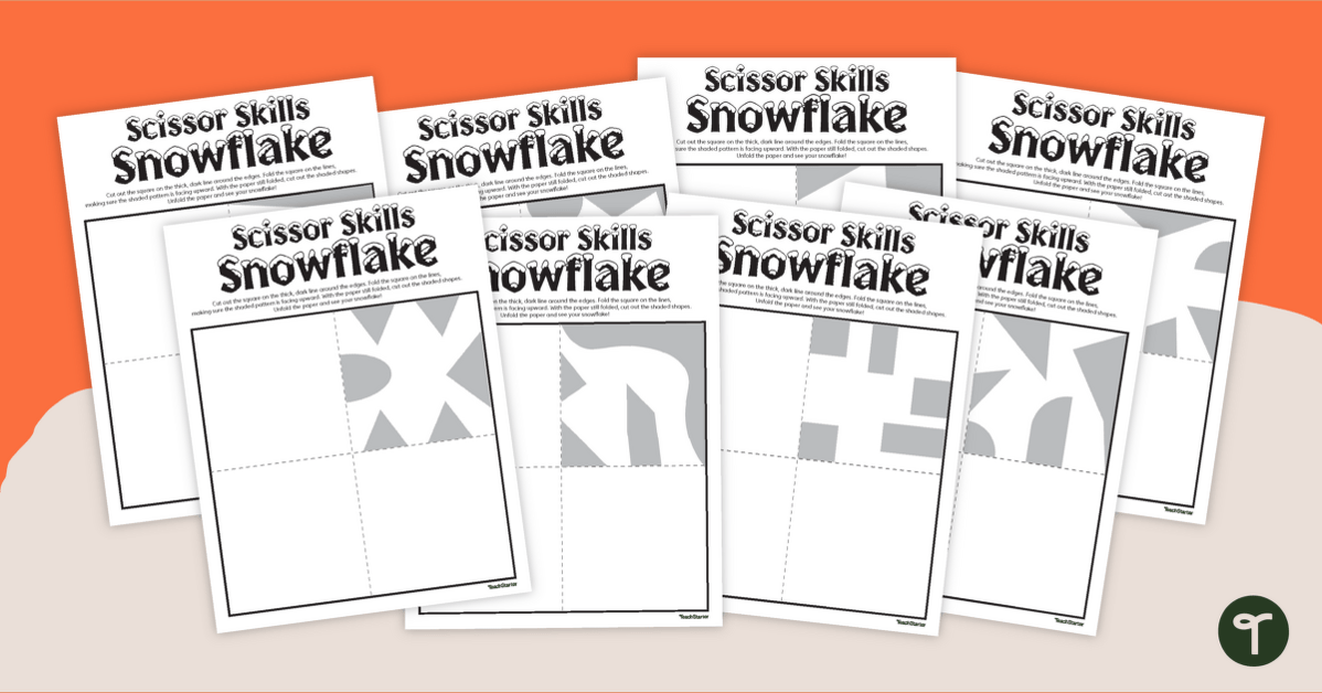 Scissor Skills Worksheets — Printable Snowflake Templates teaching resource