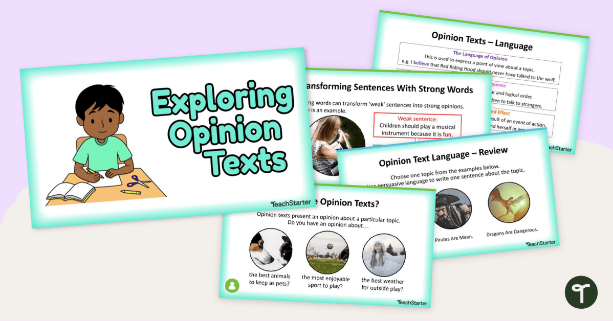 Exploring Opinion Pieces PowerPoint - Grade 1 and Grade 2 teaching resource