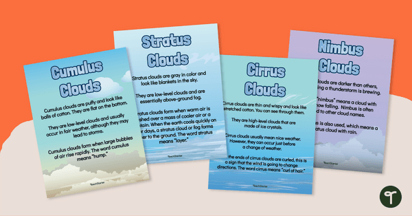 Go to Types of Clouds – Poster Pack teaching resource