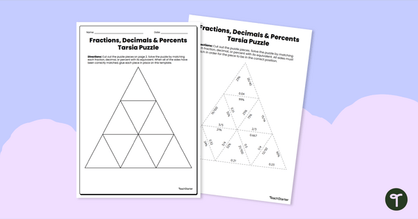 Go to Fractions, Decimals, and Percents Tarsia Puzzle teaching resource