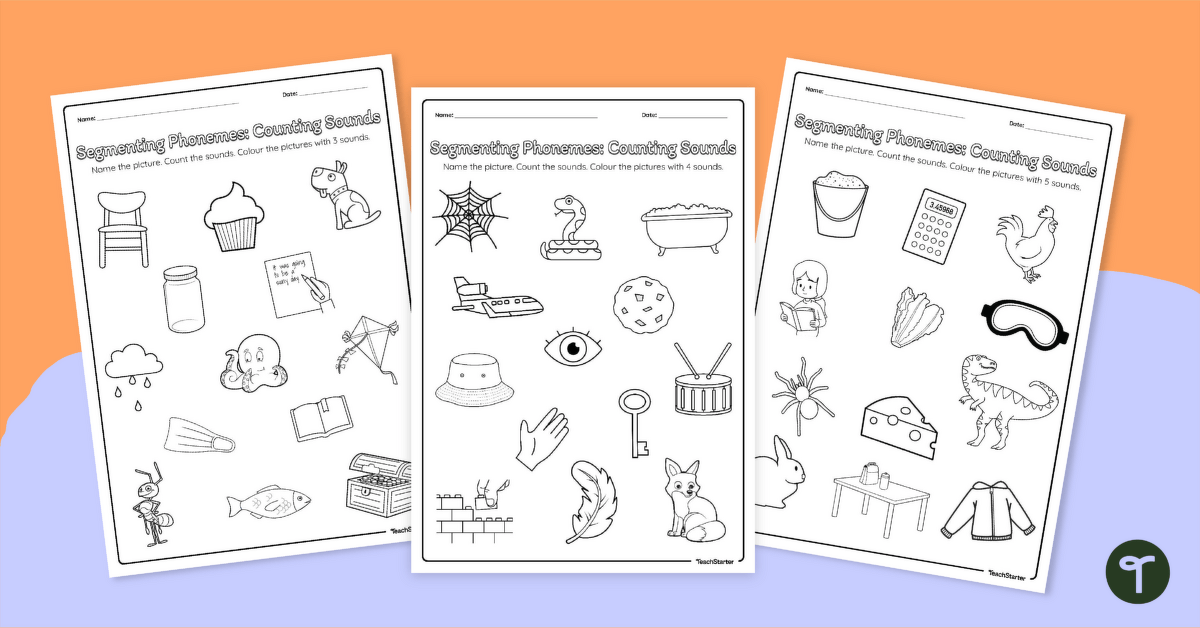 Count and Colour Sounds - Phoneme Counting Worksheets teaching resource
