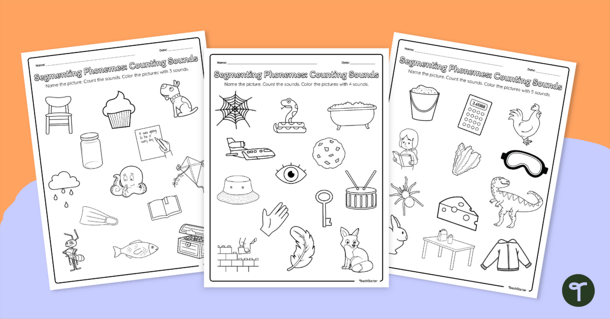 Count and Color Sounds - Phoneme Counting Worksheets teaching resource
