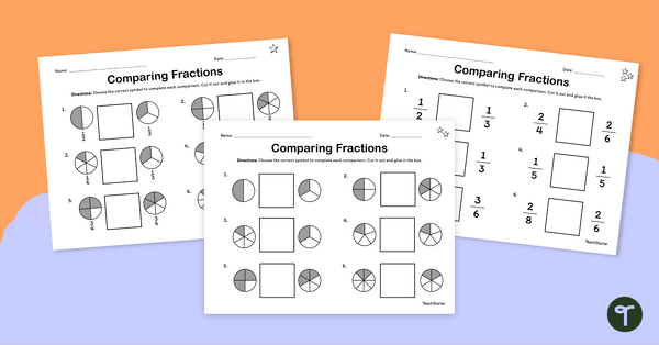 Image of Comparing Fractions – Differentiated Cut and Paste Worksheets