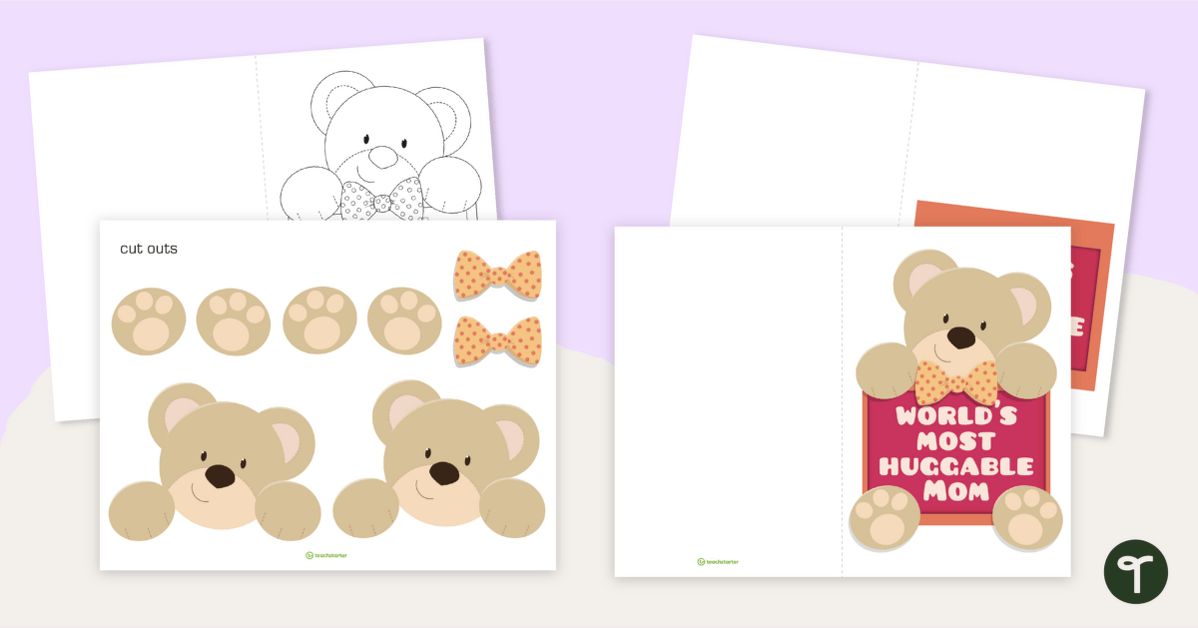 World's Most Huggable Mom - Mother's Day Card Template teaching resource