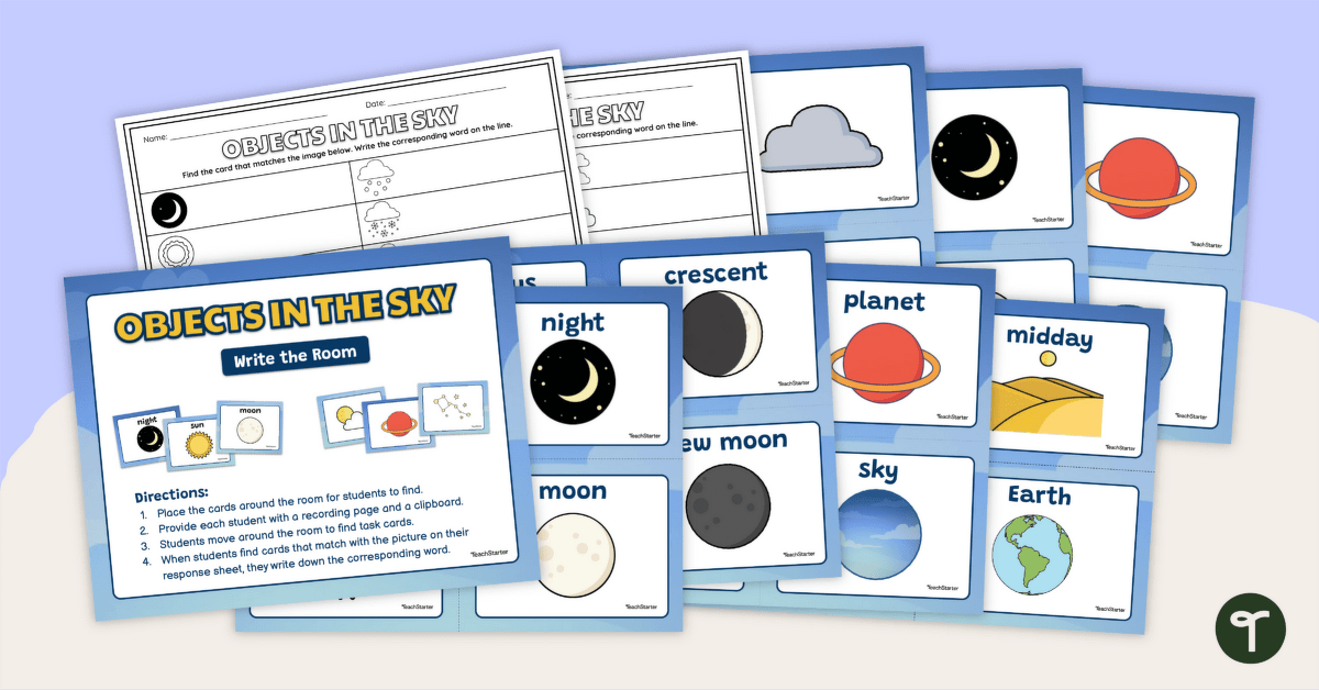 Objects in the Sky – Write the Room Activity teaching resource