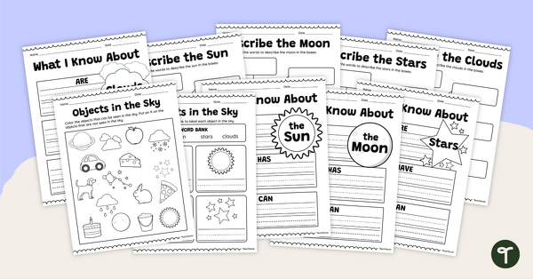 Objects in the Sky – Worksheet Pack teaching resource