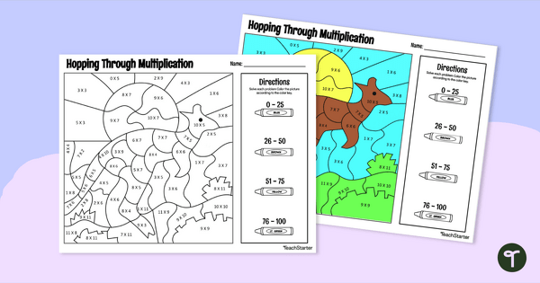 Multiplication Colour By Number Worksheet - Kangaroo teaching resource