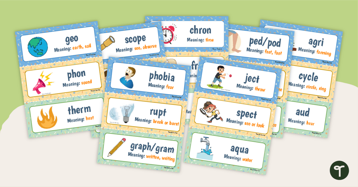 Greek and Latin Root Words - Illustrated Word Wall teaching resource