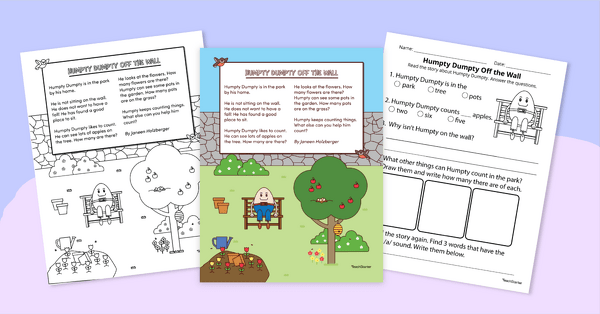 Go to Humpty Dumpty Off the Wall – Comprehension Worksheet teaching resource