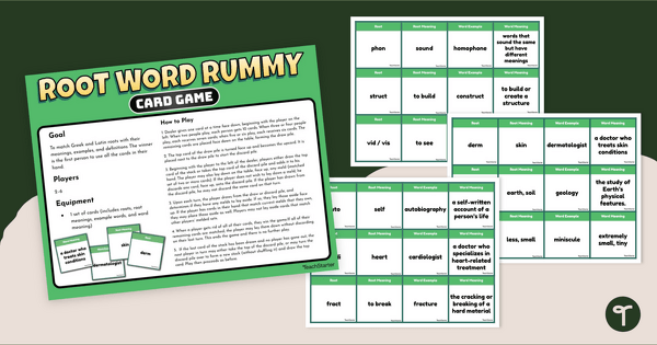 Greek and Latin Root Word Rummy - Card Game teaching resource