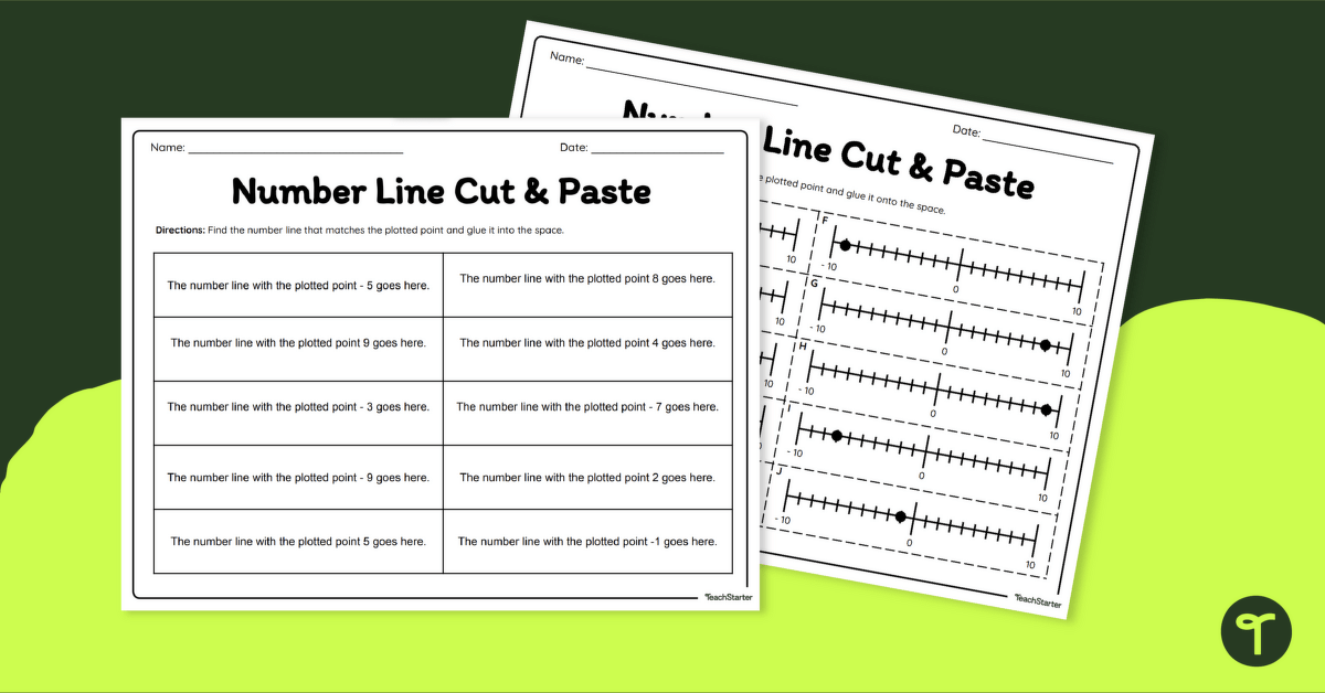 Integers Worksheet - Integer Number Line Cut and Paste teaching resource