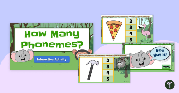 Go to How Many Phonemes? Interactive Activity teaching resource
