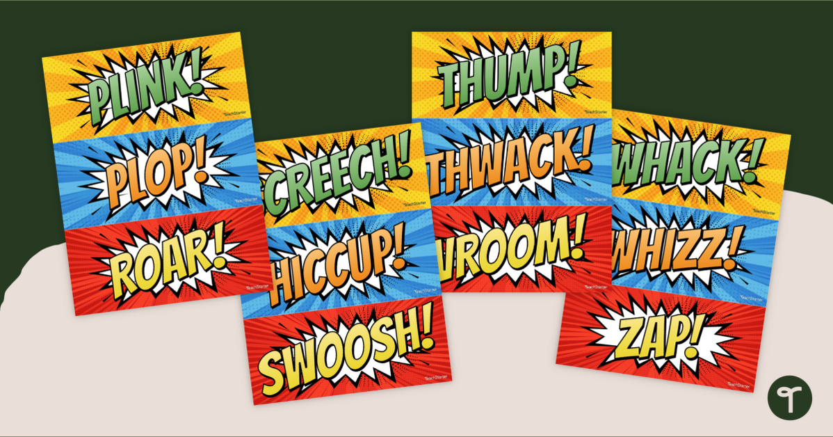 Onomatopoeia Examples - Word Wall Display