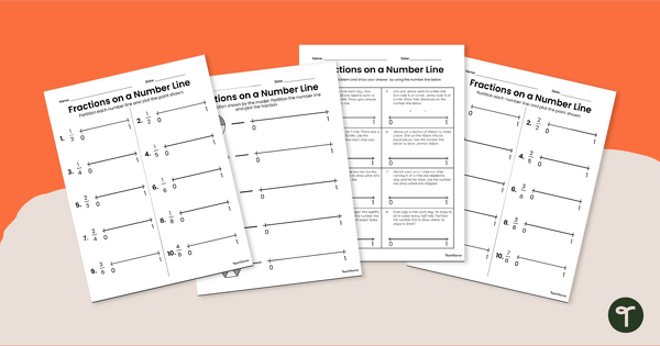 Fractions on a Number Line Worksheets teaching resource