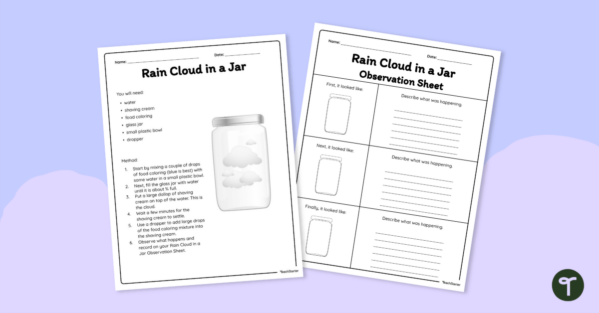 Rain Cloud in a Jar Experiment teaching resource