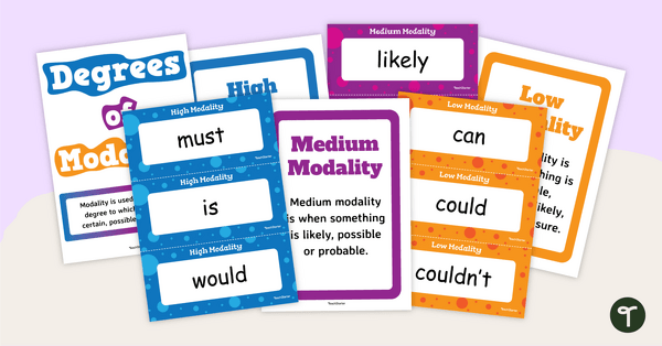 Go to Modality Word Wall With Information teaching resource
