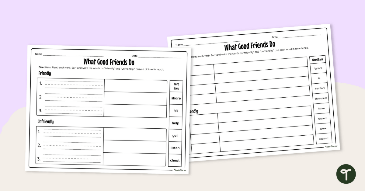 What Good Friends Do – Differentiated Friendship Worksheets teaching resource