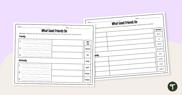 Image of What Good Friends Do – Differentiated Friendship Worksheets