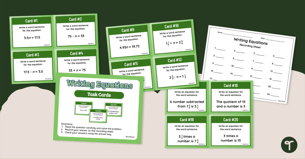 Writing Equations – Task Cards teaching resource